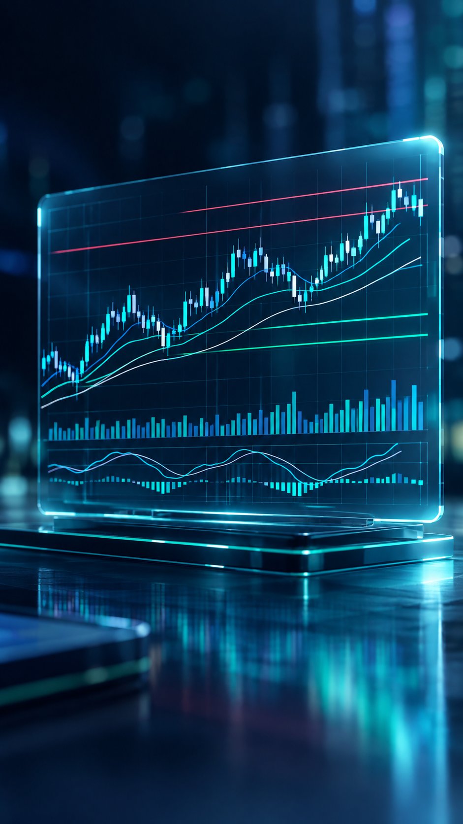 Transparent chart with trend lines support and resistance levels and moving averages